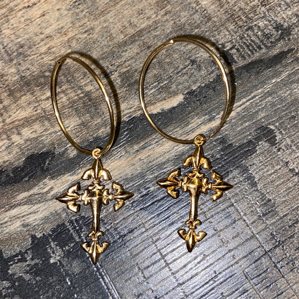 Dangle Cross Hoops